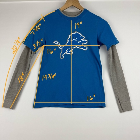NFL Detroit Lions | Boys M 10/12 Blue Long Sleeve Layered Tee - Picture 6 of 6